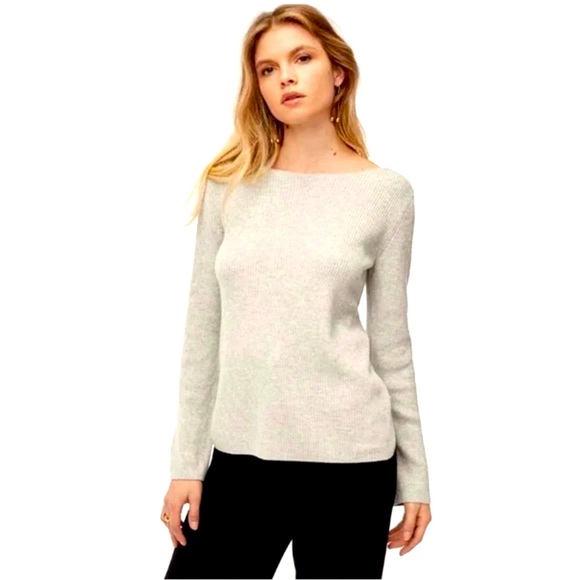 Gorgeous Aritzia Babaton Kitano Sweater Oatmeal Medium with Cross Back Detail - Picture 1 of 15